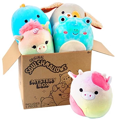 Squishmallows Squishmallow 5" Plush Mystery Box, 5-Pack - Assorted Set Of Various Styles - Official Kellytoy - Cute And Soft Squishy Stuffed Animal Toy - Great Gift