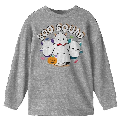 Squishmallows Halloween Boo Squad Youth Heather Gray Long Sleeve Tee - Image 2