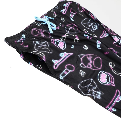 Squishmallows Neon Line Art AOP Women's Black Sleep Pajama Pants