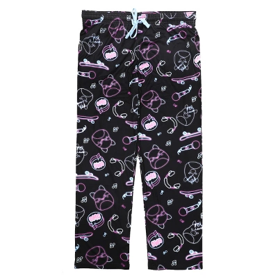 Squishmallows Neon Line Art AOP Women's Black Sleep Pajama Pants - Image 3
