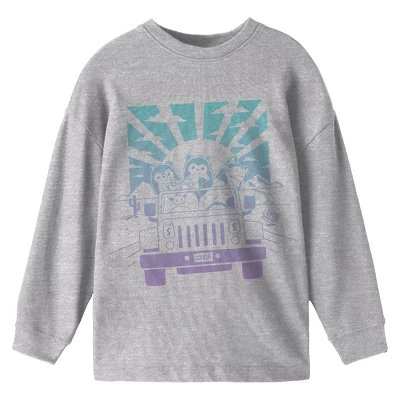 Squishmallows Car Ride Crew Neck Long Sleeve Gray Youth Tee - Image 2