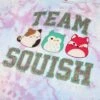Squishmallows Team Glitter Text Crew Neck Short Sleeve Blue And Blue Pastel Tye Dye Youth Girl Tee